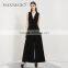 Guangzhou Factory Wholesale New Fashion Wed Leg Sexy Black Sleeveless Ladies Jumpsuits For Women 2016
