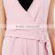 ladies new fashion jumpsuit pink color sleeveless designs for women factory manufacture