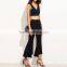Wholesale Womens Scallop Waist Asymmetric Long Palazzo Pants With Kurti Ladies Casual Yoga Pants Trousers