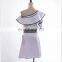 new arrived one shoulder off cute dress white cotton butterfly sleeve fit and flare mini solid dress