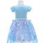 New Frozene Sequin Girls Dress Cartoon Elsa Anna Print Princess Dress Party Short Sleeve Dresses Birthday Gifts Kids Clothes