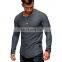 Oem Custom Solid Color, Long Sleeve Round Neck Pullover Casual Striped T Shirt For Men/