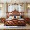 Bedroom Furniture Antique Design Luxury Wood Camas Leather Solid Wood King Size Bed Frame
