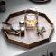 rustic style eco-friendly octagon round shape acacia walnut wood serving tray 30x20x3cm