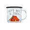 6cm matte black cast iron speckled custom logo print enamel camping mug