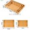 Set of 3 Serving Plate with Handles Japanese Creative Bamboo Rectangular Serving Trays Tea Fruit Tray