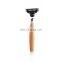 Shaving razor for shaving with wood handle with 3 layer baldes