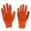 Orange Polyester Thread Knitted PVC Full Hand Coated Water-proof Safety Work Gloves