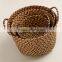 High quality best selling eco-friendly Round woven storage basket with handles, brown color from Vietnam