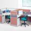 4 Seaters Office Workstation with Aluminium Frame and Glass