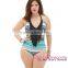 Colorful Print Plus Size young girl tankini Fringe one piece swimsuit
