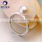 2016 Online Wholesale Drop Ship White Akoya Pearl Natural Saltwater Pearl Rings Jewelry Flexible 18K Gold With Zircon