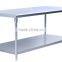 Two tiers commercial stainless steel kitchen table work bench for kitchen equipment