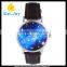 WJ-5465 bright star blue face leather band stylish high quality attractive cheap watch