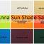 160g/m2 3.6x3.6 M/PCS Waterproof Square Sun Shade Sail with PU coated