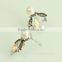 Lovely bee design crystal pearl metal stud earring