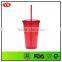 FDA certification Plastic double wall Slurpy with crazy straw 16 ounce