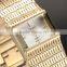 Golden Square Case Japan Quartz Movement Brass Tassel Band Analog Women Ladies Watch