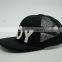 Customized flat bill hip pop fashion black 3d embroidery snapback cap