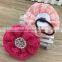 Lace Flower Hairbands Black Hairband with 4inch Lace Flower &Rhinestone in Center for Baby Accessories