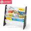 4 tier Kids' Book Rack wooden bookcase with nylon fabric pockets kids bookcase