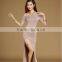 Oriental sexy one shoulder belly dance dress with rhinestones
