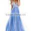 2016 Low Back Straps A Line Chiffon Prom Dress With Lace Bodice