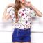 2017 new design ladies print chiffon style blouse