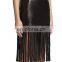 2015 New arrival summer wear women sexy comfortable pu leather fringe skirt