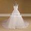 Noble Scoop Neckline Lace Applique Beaded Puff A Line Wedding Dress Long Tail