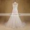 Graceful Scoop Neck Applqiue Lace & Beads Mermaid Chapel Train Pleated Tafetta Bottom Tulle Wedding Dress