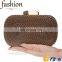 CR Europe designer developed and approved irregular surface straw pattern metal frame long chain silver color ladies clutch bags