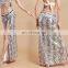 Tribal egyptian leopard ice silk sexy belly dance long skirt Q-6035#