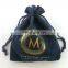 Suede double pull small velvet jewelry draw string bag