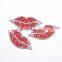 Fashion Hotfix Red Lip Crystal Rhinestone Iron On Patches For Clothing