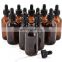 30ml Amber boston round glass bottles with black dropper child proof