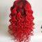 Full Lace Wig Cap 100% Natural Human Hair Weaving Ombre Red Curly