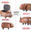 leather wood footstool rest modern Ottoman With Pu Leather shoe storage ottoman,animal footstool