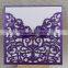 Modern Vintage Purple Pocket Laser Wedding Invitation Card With Ribbon