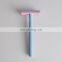 Blue Color Stainless Steel Double Edge Blade Safety Razor Facial Razors For Women