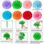 Indoor Outdoor Wedding Round Hanging Chinese Paper Pom Poms Kit with Paper Fan Decoration
