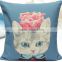 2015 hot sale cat printing cushion,lovely cat art style pillow,couple pillow