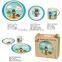 2015 bamboo fibre children dinner set, plate&bowl&tumbler&spoon&fork dinner set