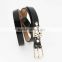 2015 new girls thin fashion pu ladies belt with black leather and gold buckles in Yiwu