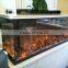 3 sided decorative cheap steel electric fireplace with five level adjustalbe flame effect