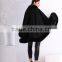 wholesale genuine cashmere cape with fox fur hood trim CC05