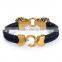 2016 New design leather bracelet with gold lion head charm of stingray bracelets.