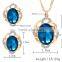 Online shop blue zircon stone necklace set crystal earring jewelry gold plated