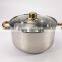 12pcs stainless steel cookware set with golden handles and glass lid