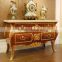 Gorgeous Luxury Design French Marquetry Bedroom Furniture Dresser Table, Neo-Classic Wooden and Brass Dressing Table
